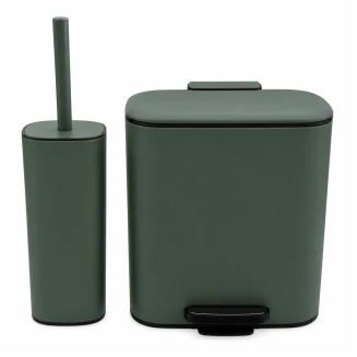 Σετ Κάδος Απορριμμάτων Ορθογώνιος 23.5x19x27cm Μεταλλικός Χακί 6L και Πιγκάλ MRShome