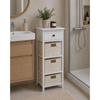 Συρταριέρα Λευκή MDF Με 4 Συρτάρια 37.5x27.5x86cm MRShome