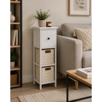 Συρταριέρα MDF Με 3 Συρτάρια 25x25x77cm Λευκή MRShome
