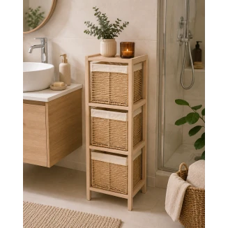 Συρταριέρα MDF Με 3 Συρτάρια 25x25x77cm Μπέζ MRShome