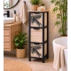 Συρταριέρα MDF με 3 Συρτάρια 25x25x77cm Μπεζ/Μαύρη με Σχέδιο MRShome