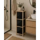 Συρταριέρα MDF με 3 Συρτάρια Φυσική/Μαύρη 25x25x77cm MRShome