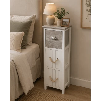 Συρταριέρα MDF Με 3 Συρτάρια Γκρί-Λευκή 25x25x77cm MRShome