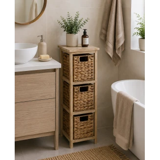 Συρταριέρα MDF Με 3 Συρτάρια από Υάκινθο 25x25x77cm Μπέζ MRShome