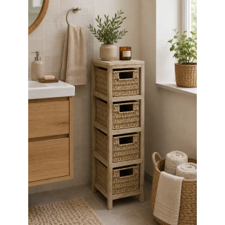 Συρταριέρα MDF Με 4 Συρτάρια 17x24x65cm Μπέζ MRShome