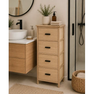 Συρταριέρα MDF Με 4 Συρτάρια 37.5x27.5x86cm Μπέζ MRShome