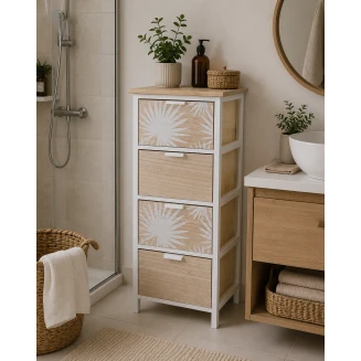 Συρταριέρα MDF Με 4 Συρτάρια 37.5x27.5x86cm Μπεζ με Σχέδιο MRShome
