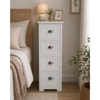 Συρταριέρα MDF Με 4 Συρτάρια Λευκή 35x30x90cm MRShome