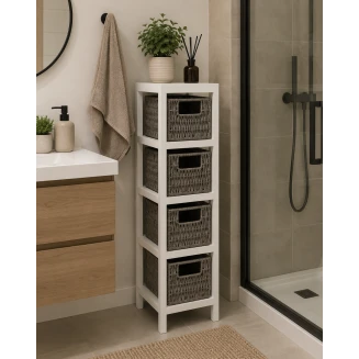 Συρταριέρα Με 4 Συρτάρια MDF Γκρί-Λευκή 17x24x65cm MRShome