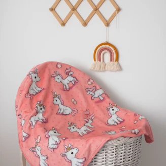 Κουβέρτα Κούνιας Βρεφική 110x140 Βελουτέ Astron Italy Baby Unicorn