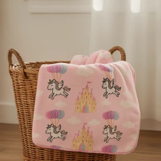 Κουβέρτα Κούνιας Βρεφική 110x140 Βελουτέ Astron Italy Unicorn Fly