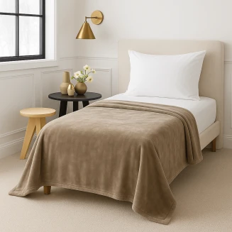 Κουβέρτα Βελουτέ Μονή 150x220 Astron Italy Beige