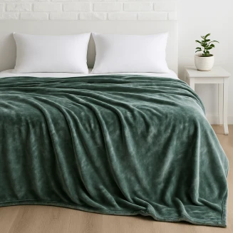 Κουβέρτα Βελουτέ Υπέρδιπλη 220x240 Astron Italy Olive