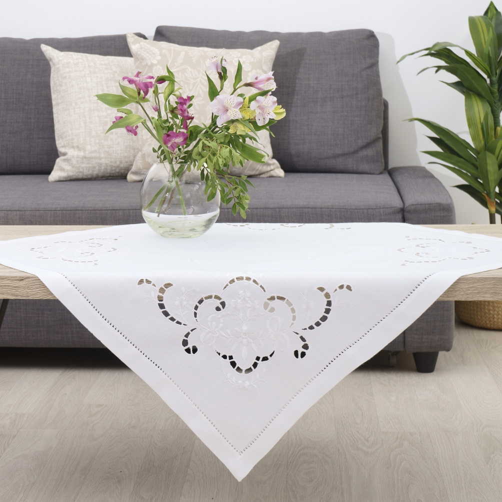 Τραπεζομάντηλο Κεντητό 165x220 Dimeco 4003 White 9Τ