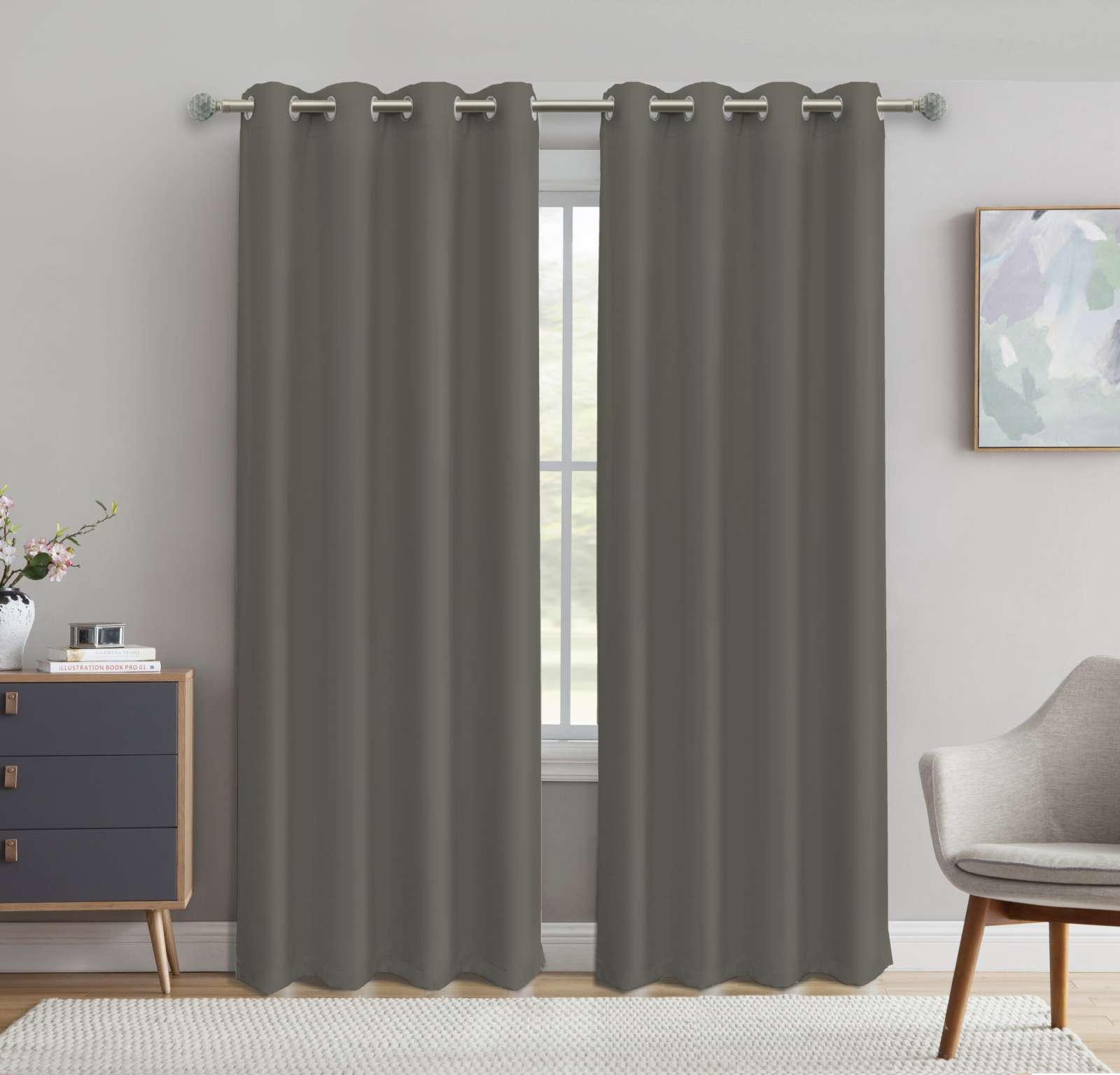 Κουρτίνα Σχ.Coveri black out 140x270cm έτοιμη ραμμένη με κρίκους 100% πολ Dark Grey