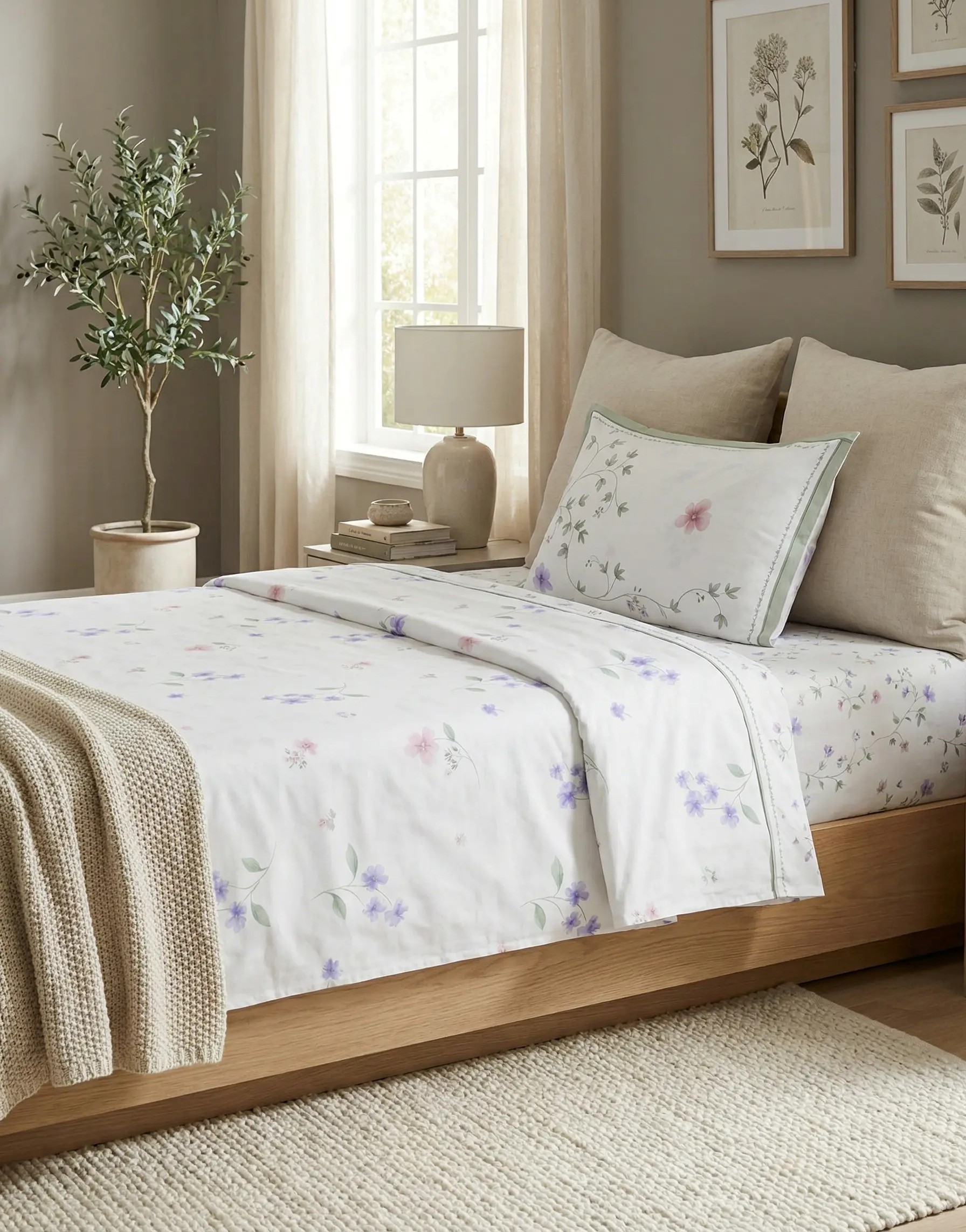 Σεντόνια Σετ Μονά 160x270 Sweet Sleep Limneos Φλορις Πράσινο 8100