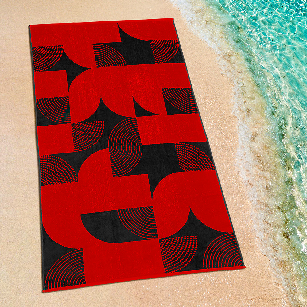 LINO ΠΕΤΣΕΤΑ ΘΑΛΑΣΣΗΣ GEOMETRICO DGREY-RED 86X160