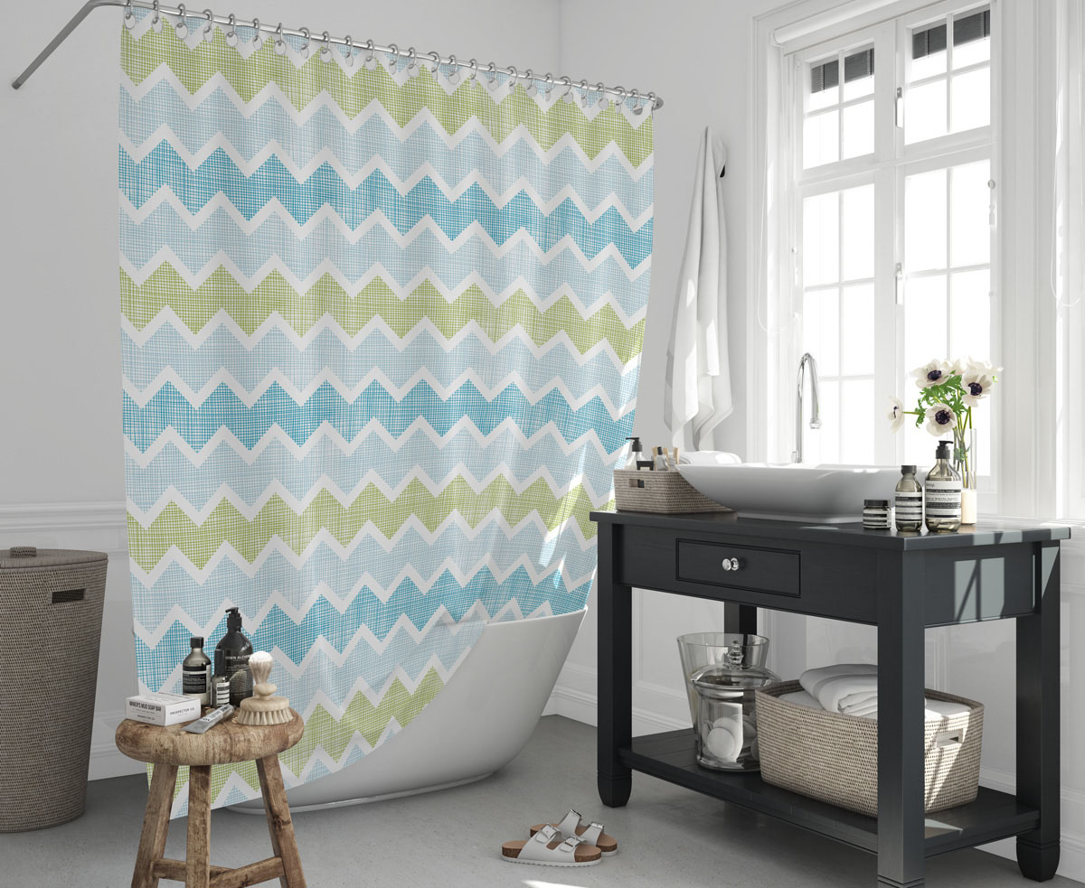 Κουρτίνα Μπάνιου 180x200 Lino Zig Zag Green