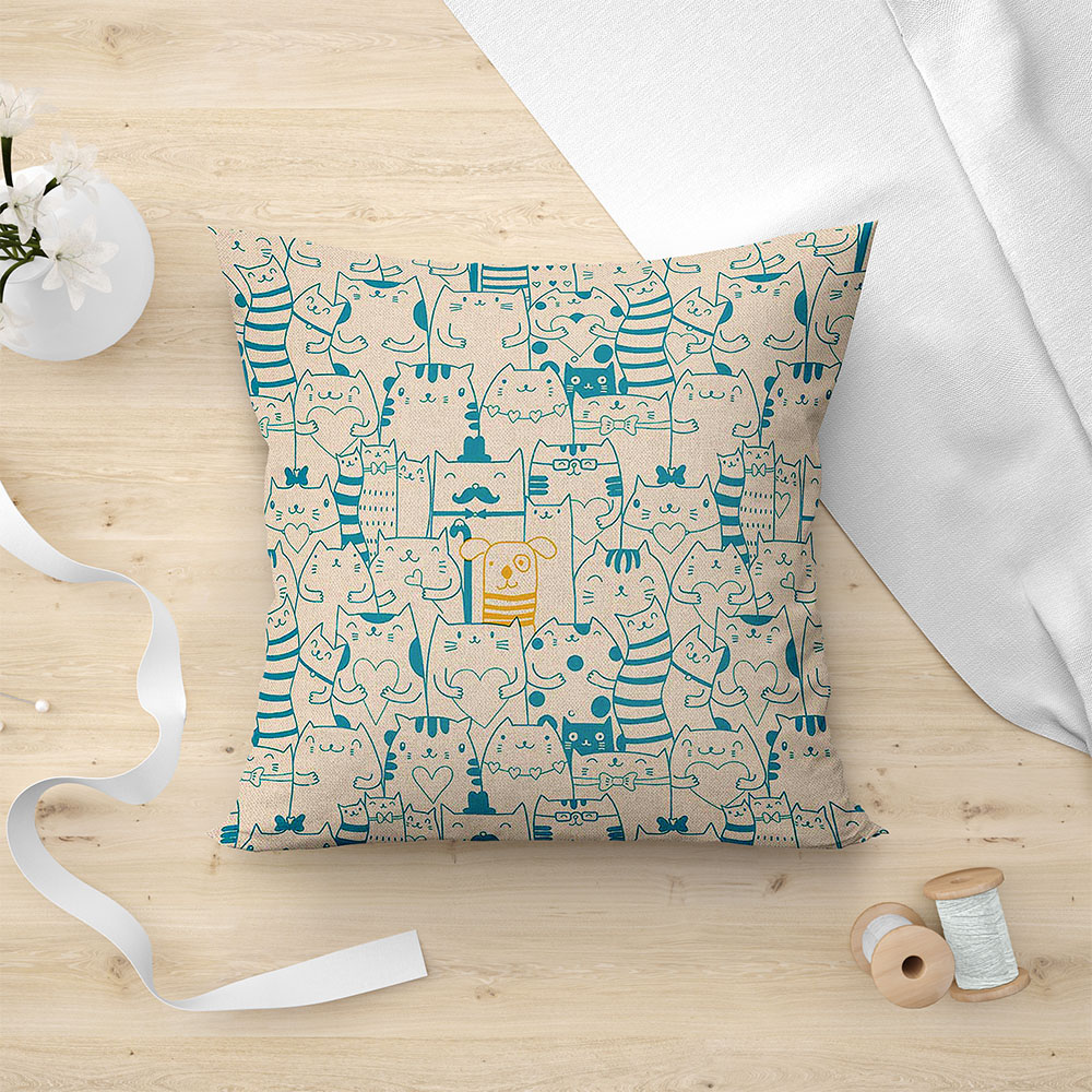 Μαξιλαροθήκη Διακοσμητική 45x45 Lino Kau 701 Blue