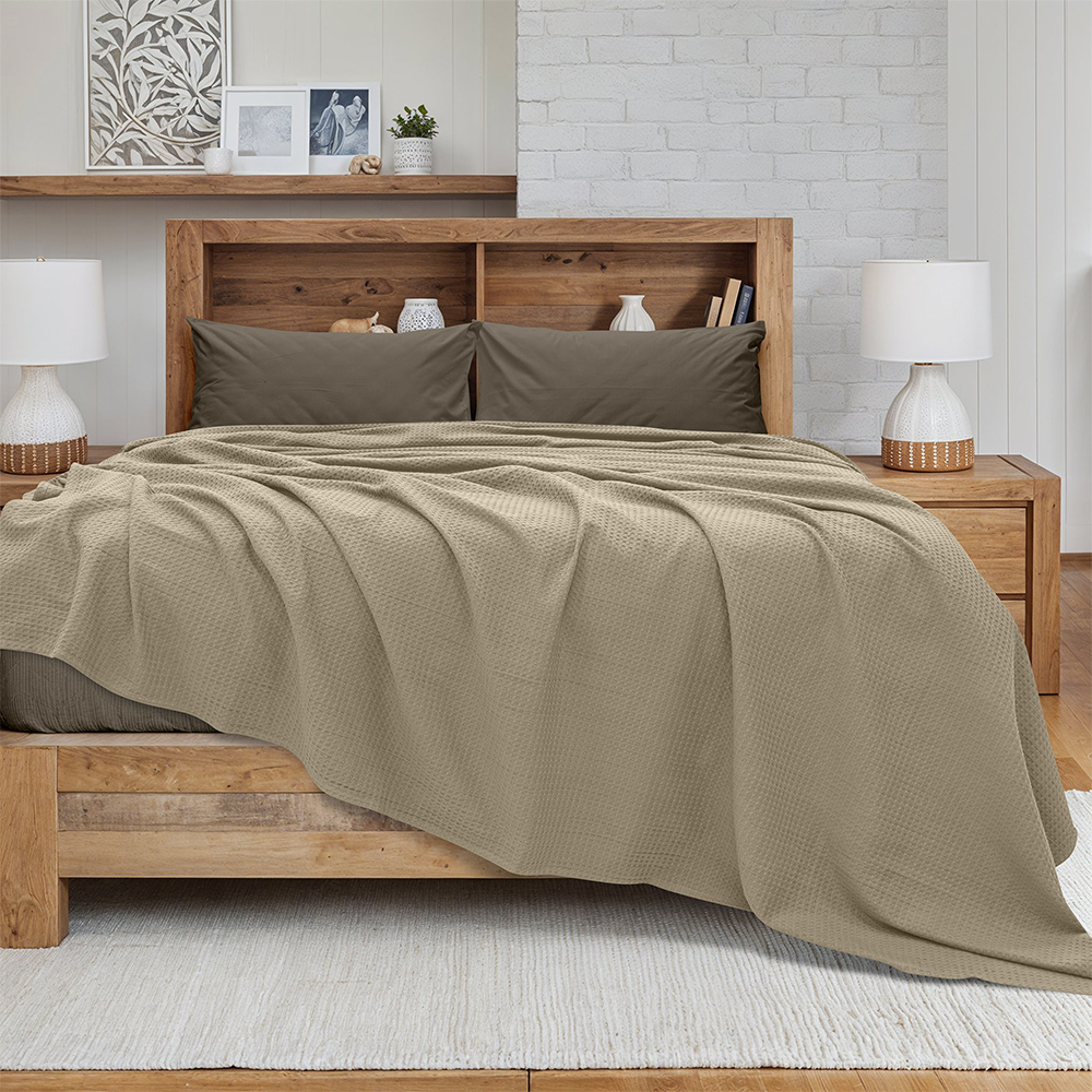 LINO Κουβέρτα King size (240x260) Πικέ Cocoon Μόκα