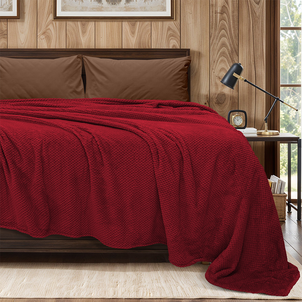 LINO Κουβέρτα Υπέρδιπλή (220x240) Fleece Napnest Μπορντώ