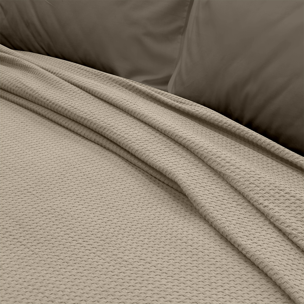 LINO Κουβέρτα Υπέρδιπλη (220x240) Πικέ Cocoon Μόκα