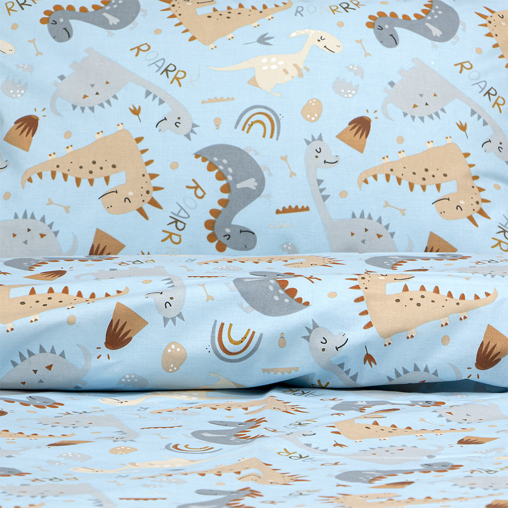 LINO Παιδικά Σετ Σεντόνια (170x260) Jurrasic Nap Πετρόλ