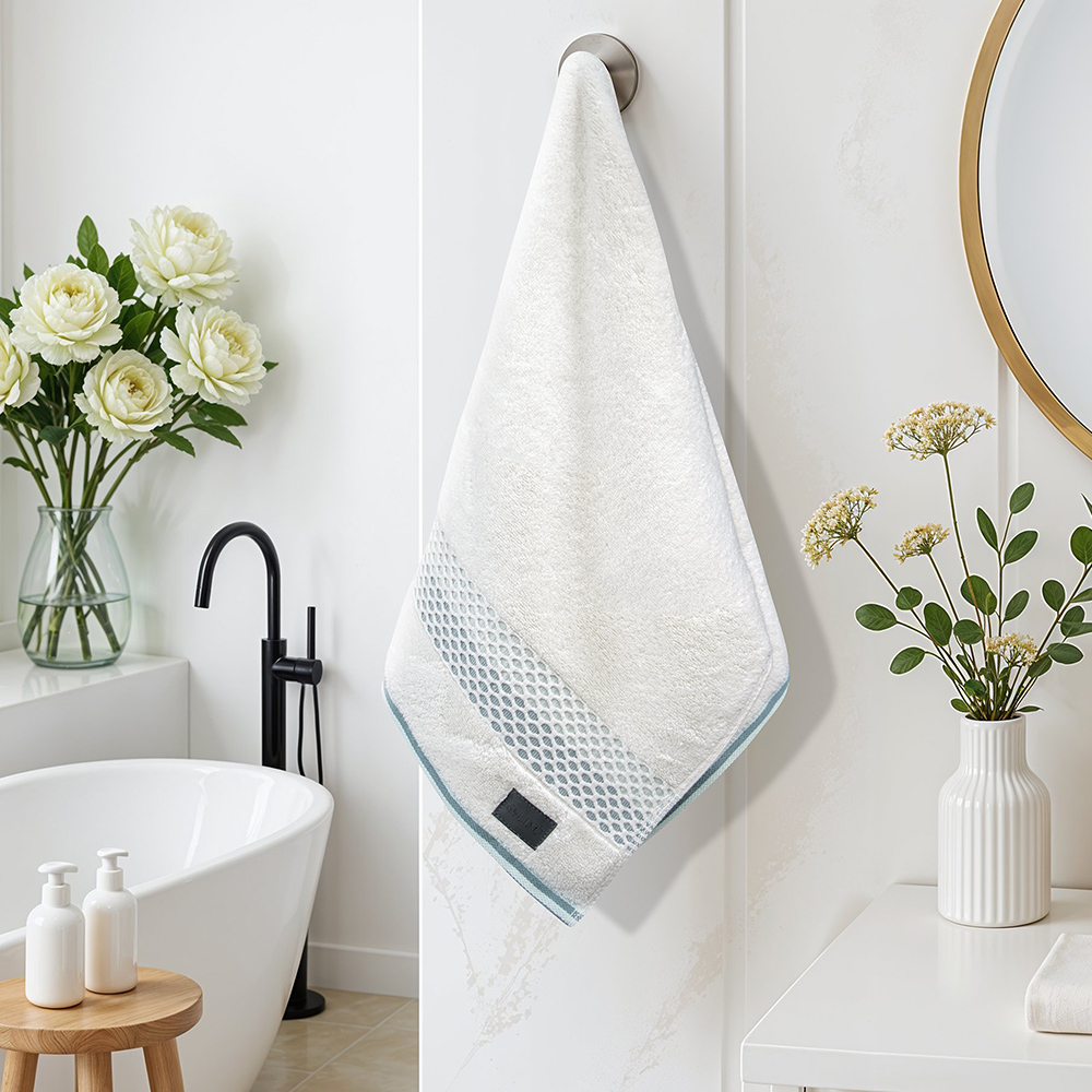 LINO Πετσέτα Προσώπου (50x90) Igalo Λευκό/Μέντα