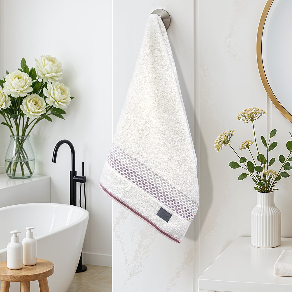 LINO Πετσέτα Προσώπου (50x90) Igalo Λευκό/Ροζ