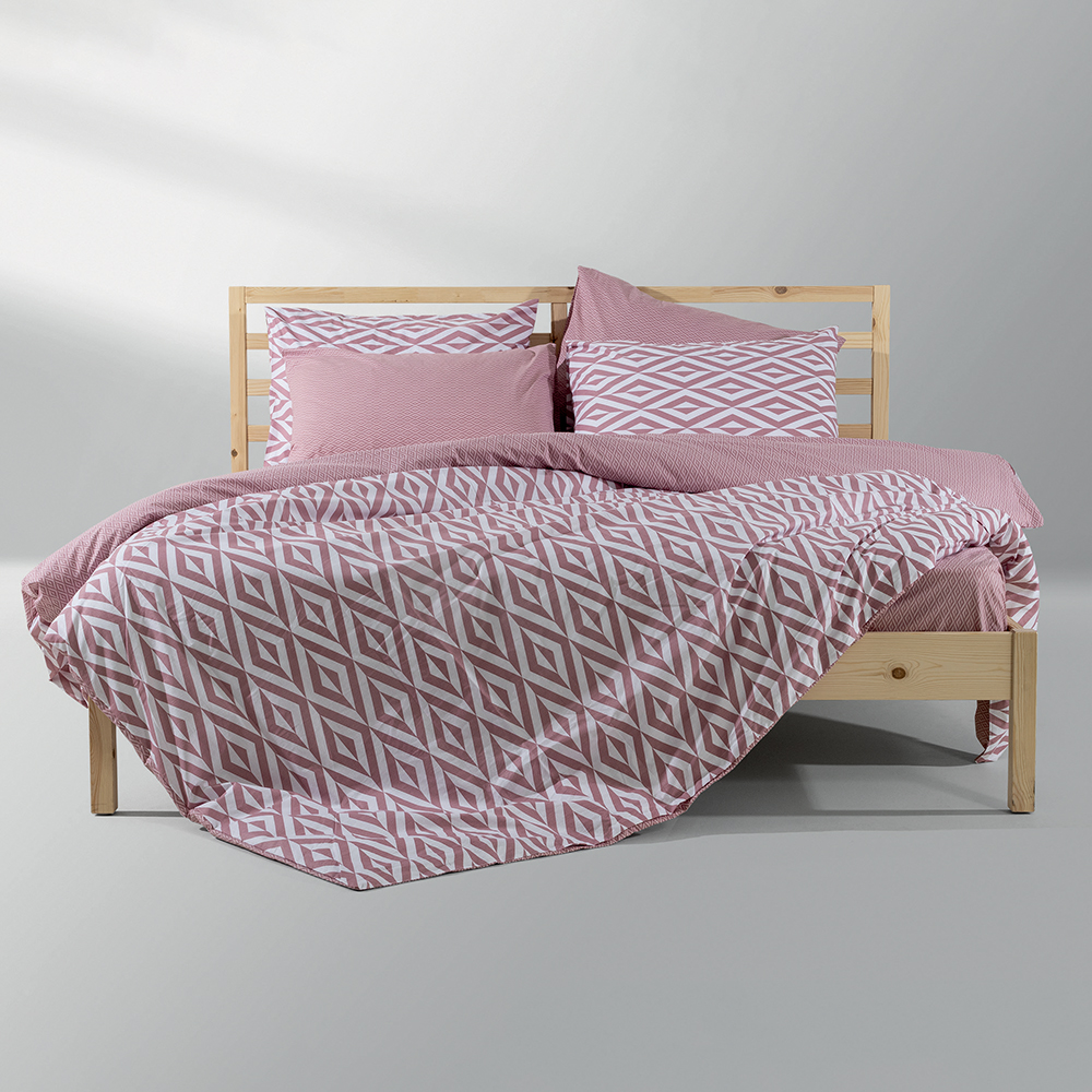 LINO Σετ Παπλωματοθήκη Υπέρδιπλη (220X240) Ikat Dusty Pink