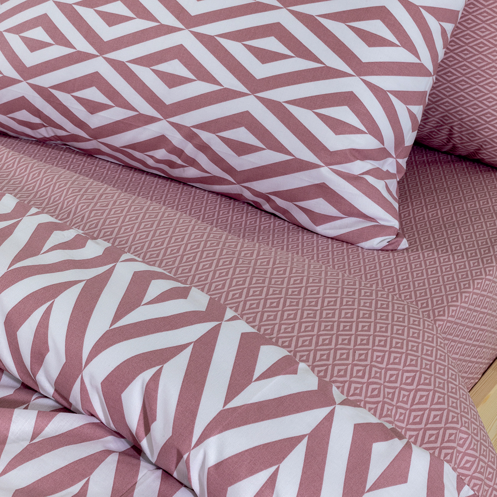 LINO Σετ Παπλωματοθήκη Υπέρδιπλη (220X240) Ikat Dusty Pink