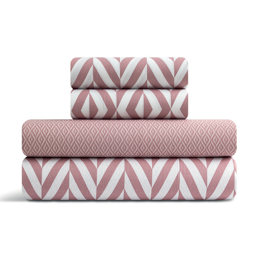 LINO Σετ Παπλωματοθήκη Υπέρδιπλη (220X240) Ikat Dusty Pink