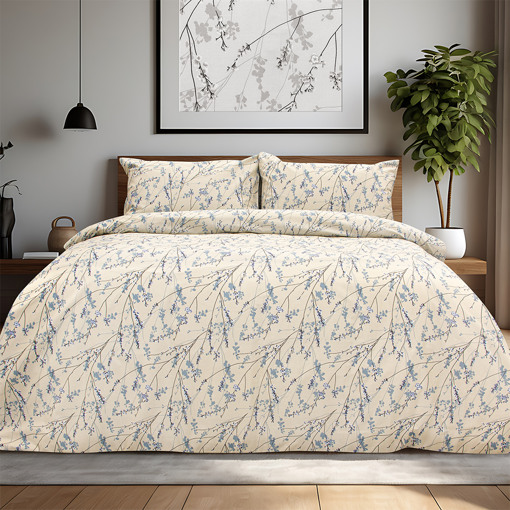 LINO Σετ Σεντόνια Με Λάστιχο (105x200+32) Amandes Μπλε