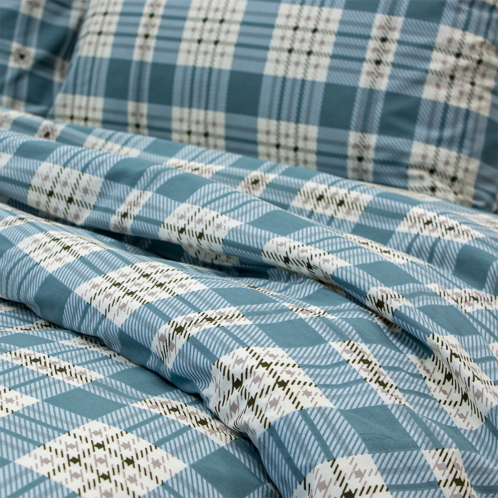 LINO Σετ Σεντόνια Υπέρδιπλα με Λάστιχο (165x200+32) Panier Μπλε