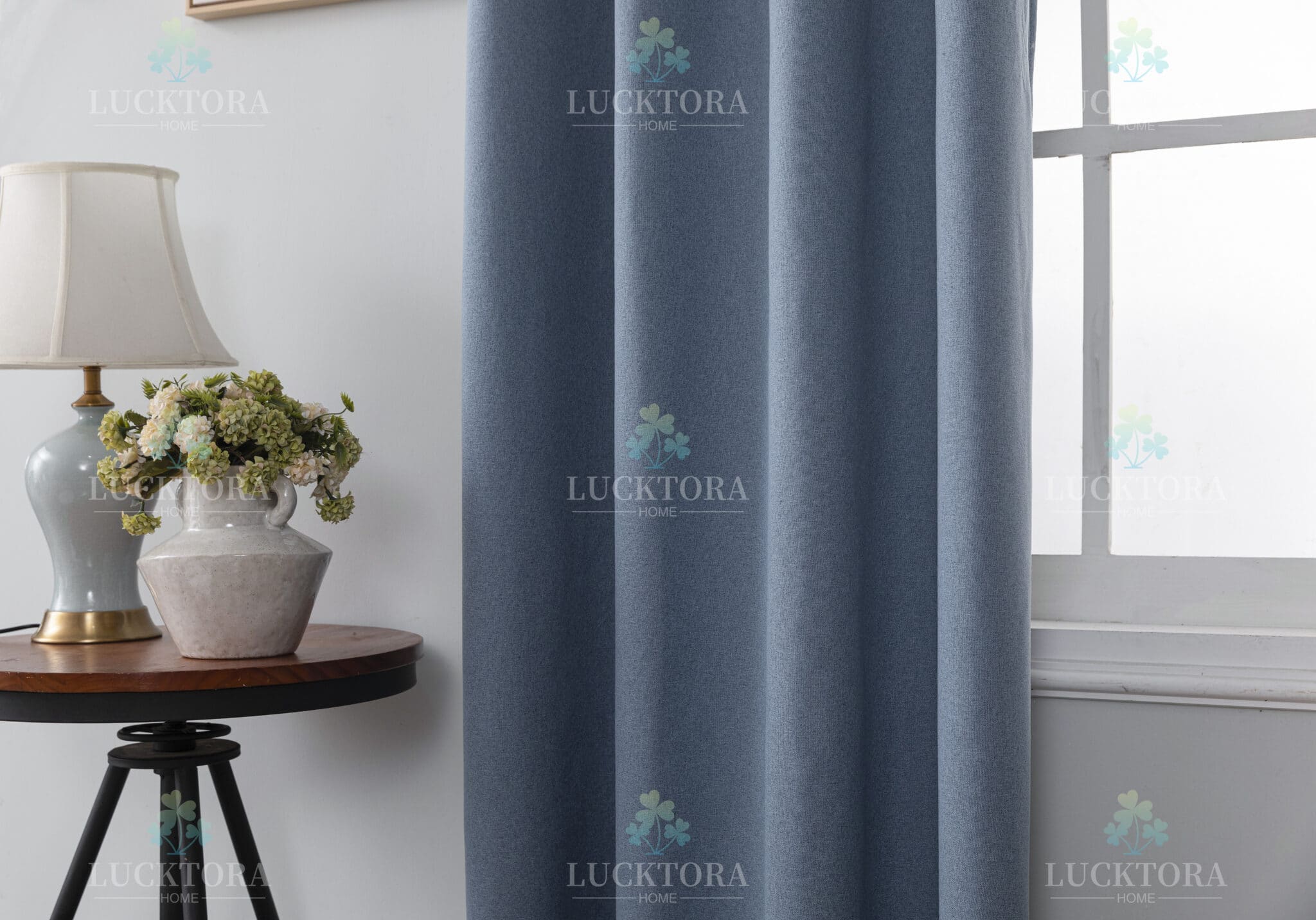 Κουρτίνα Έτοιμη Ραμμένη Με Κρίκους 270x265 Lucktora 6010-23 Blue