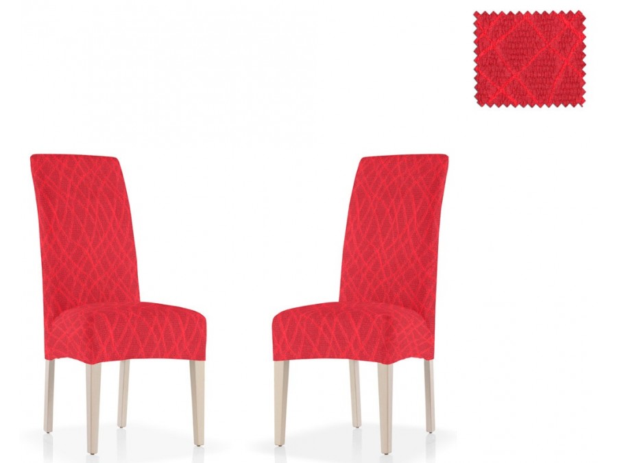 Σετ (2 Τμχ) Ελαστικά Καλύμματα Καρεκλών Με Πλάτη Waves Κόκκινο 40x50