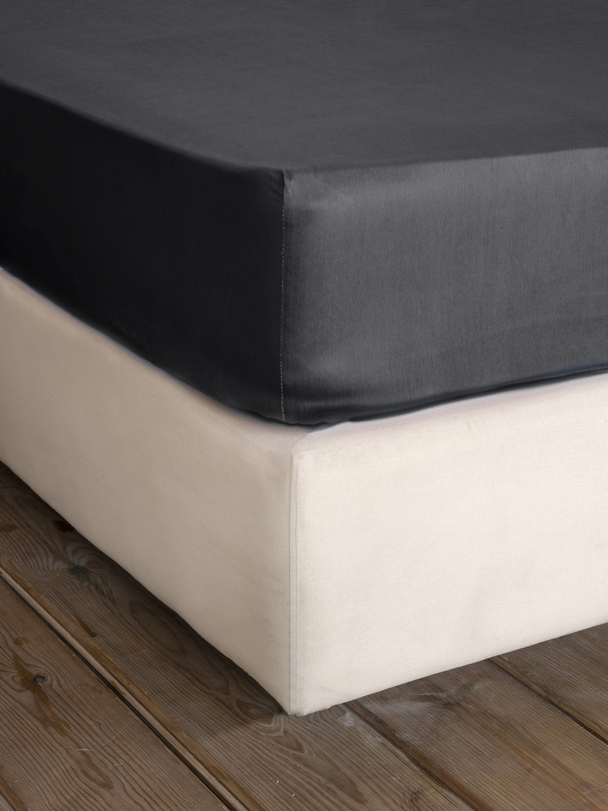 Σεντόνι Υπέρδιπλο με Λάστιχο Superior Satin - Black
