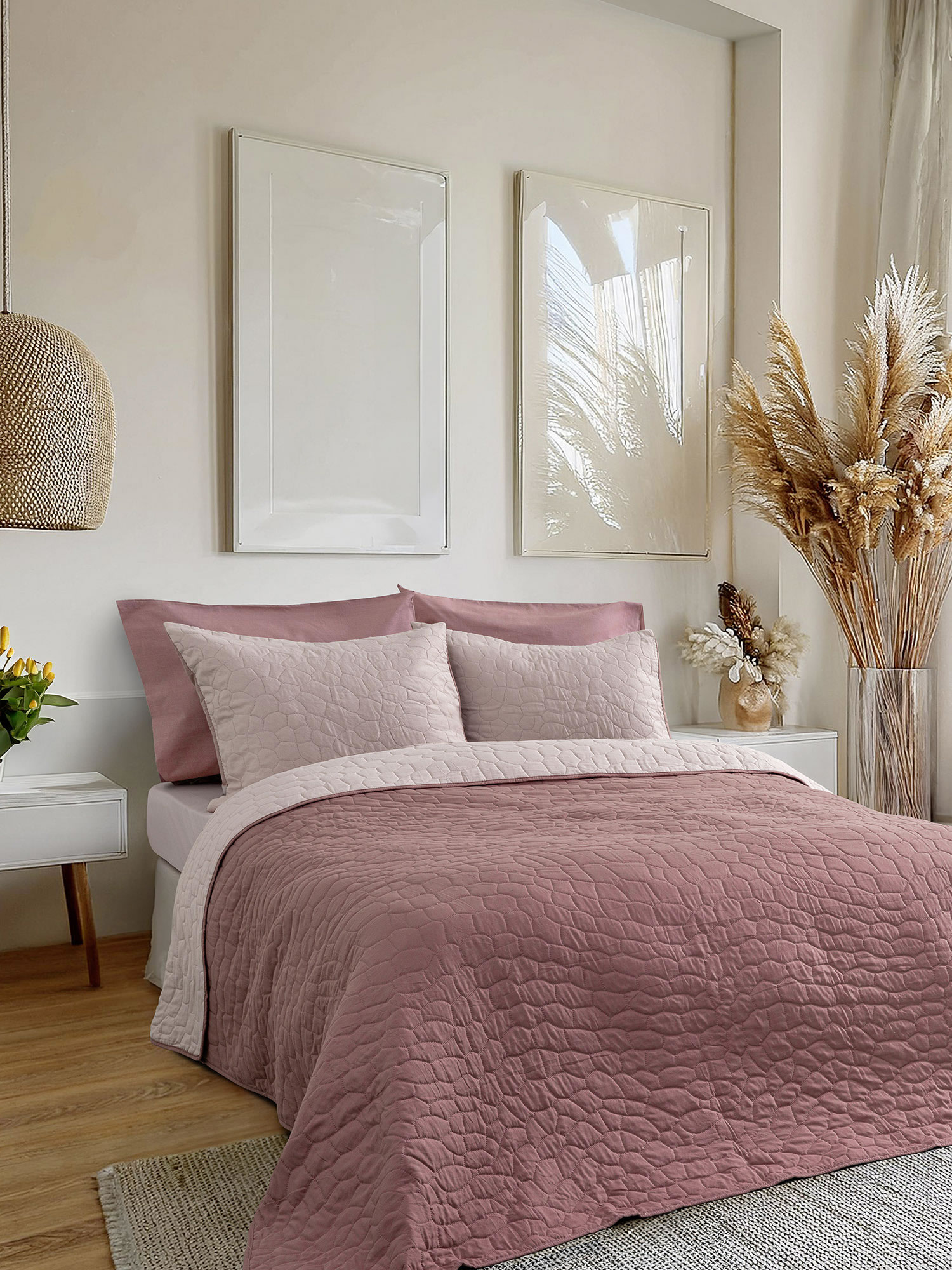 Κουβερλί Μονό 160x240 - Nala Wild Dusty Pink / Apple