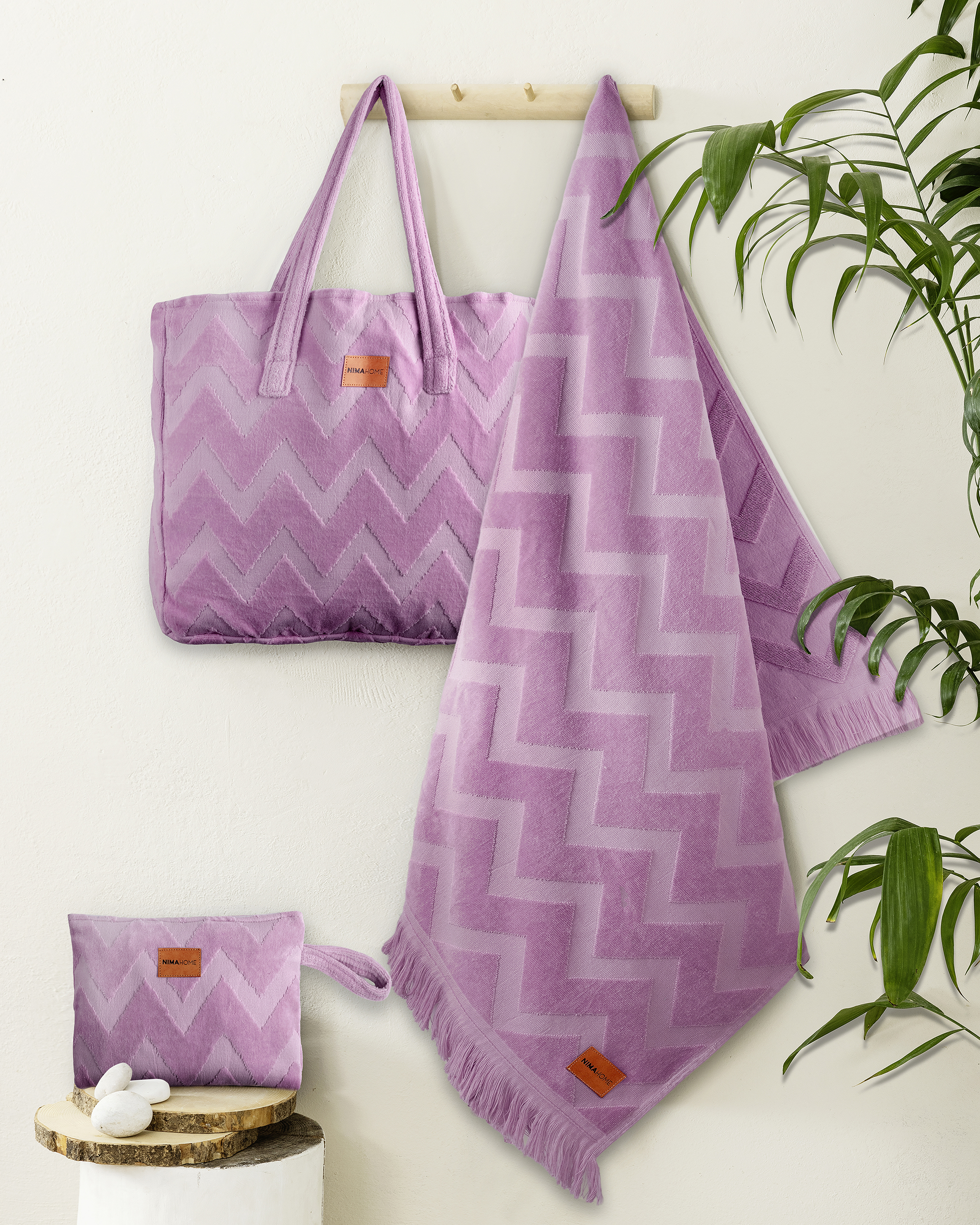 Πετσέτα Θαλάσσης 90x160 - Vida Purple Jacquard
