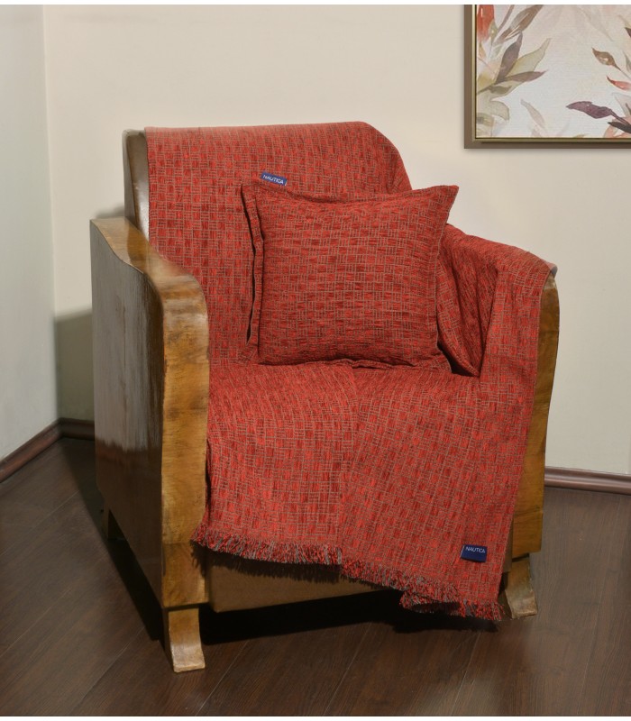 Nautica Des 1106  Ριχτάρι Τριθέσιο 180χ300 Σενίλ Κόκκινο Καρρώ