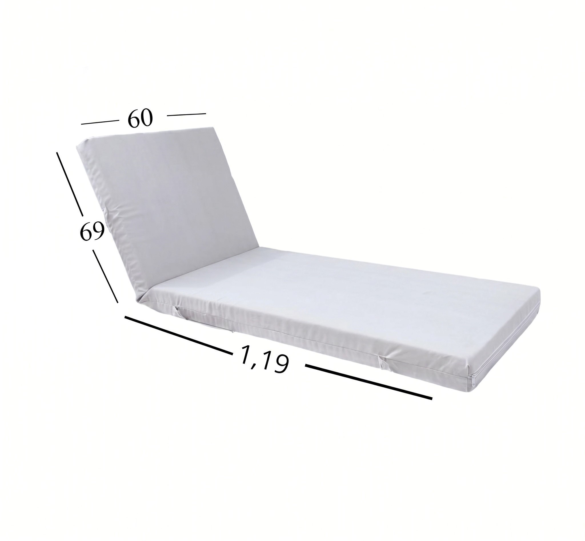 Μαξιλάρι Ξαπλώστρας Με Ύφασμάτινο Μουσαμά Αδιάβροχο 60x188x6 Αφρολέξ 40s Politishome 01 Λευκό