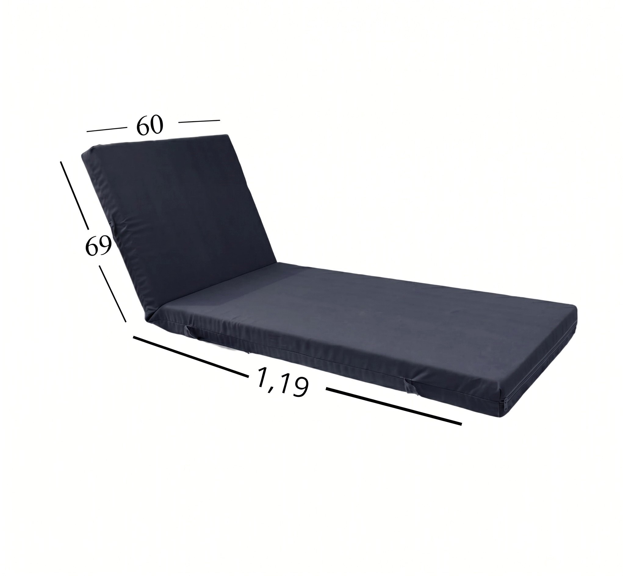 Μαξιλάρι Ξαπλώστρας Με Ύφασμάτινο Μουσαμά Αδιάβροχο 60x188x6 Αφρολέξ 400 Politishome 11 Μαύρο