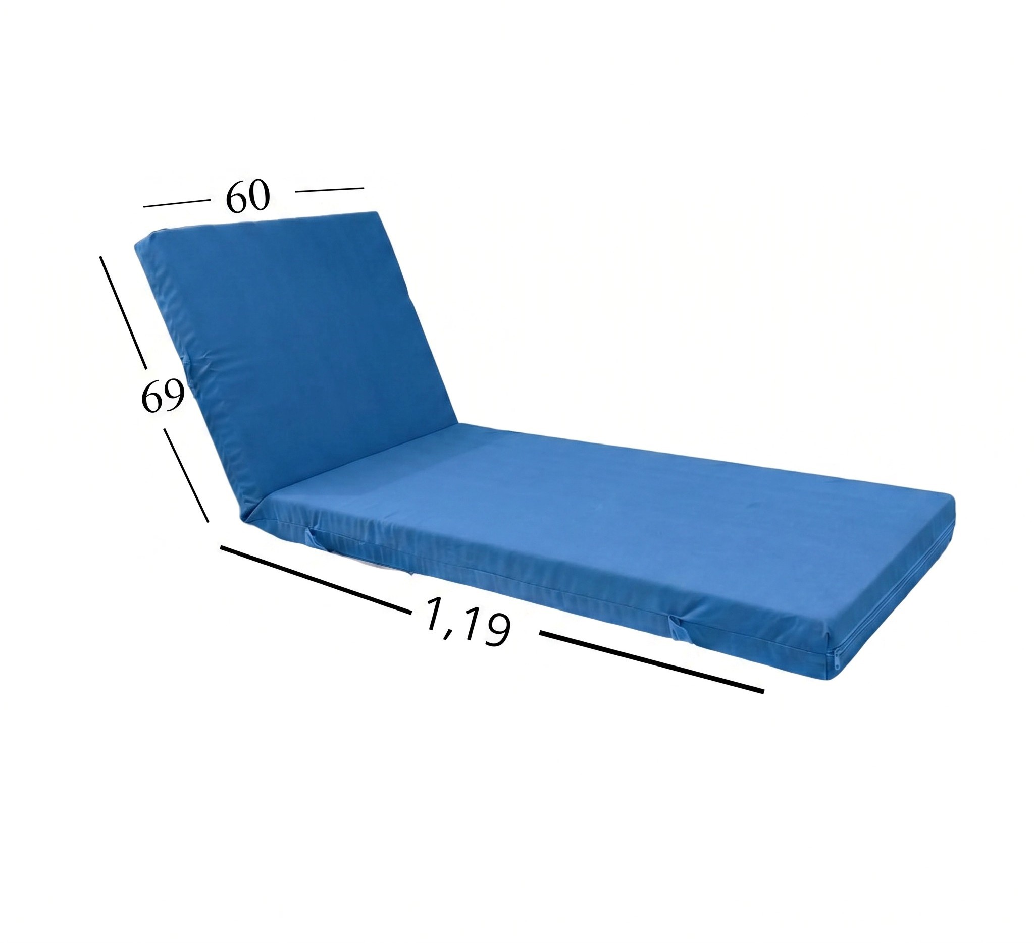 Μαξιλάρι Ξαπλώστρας Με Ύφασμάτινο Μουσαμά Αδιάβροχο 60x188x6 Αφρολέξ 40s Politishome 13 Γαλάζιο