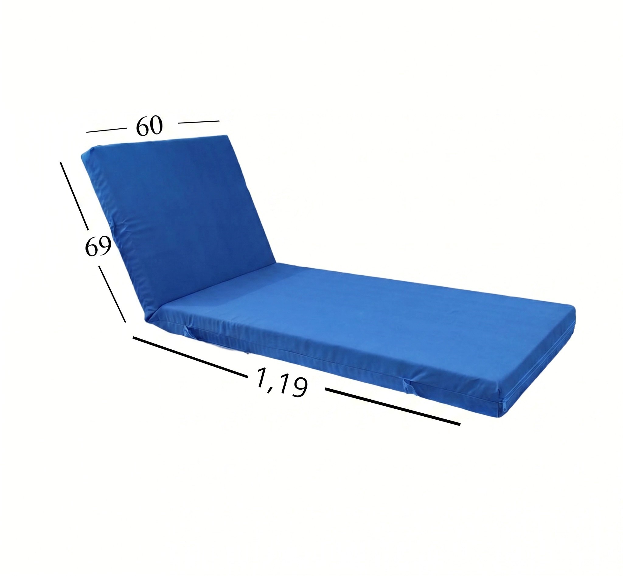 Μαξιλάρι Ξαπλώστρας Με Ύφασμάτινο Μουσαμά Αδιάβροχο 60x188x6 Αφρολέξ 40s Politishome 14 Μπλέ