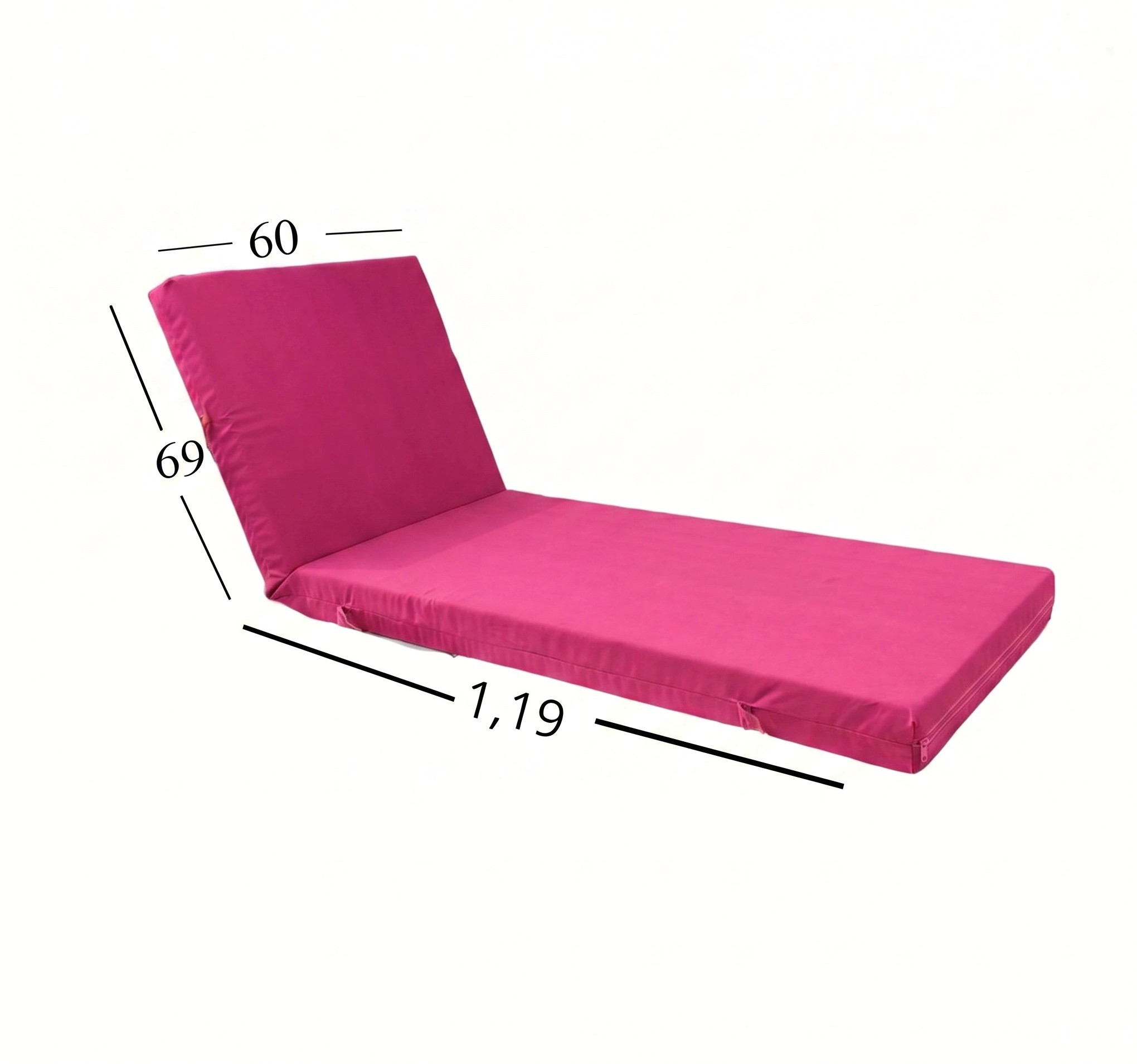 Μαξιλάρι Ξαπλώστρας Με Ύφασμάτινο Μουσαμά Αδιάβροχο 60x188x6 Αφρολέξ 40s Politishome 15 Ρόζ Έντονο