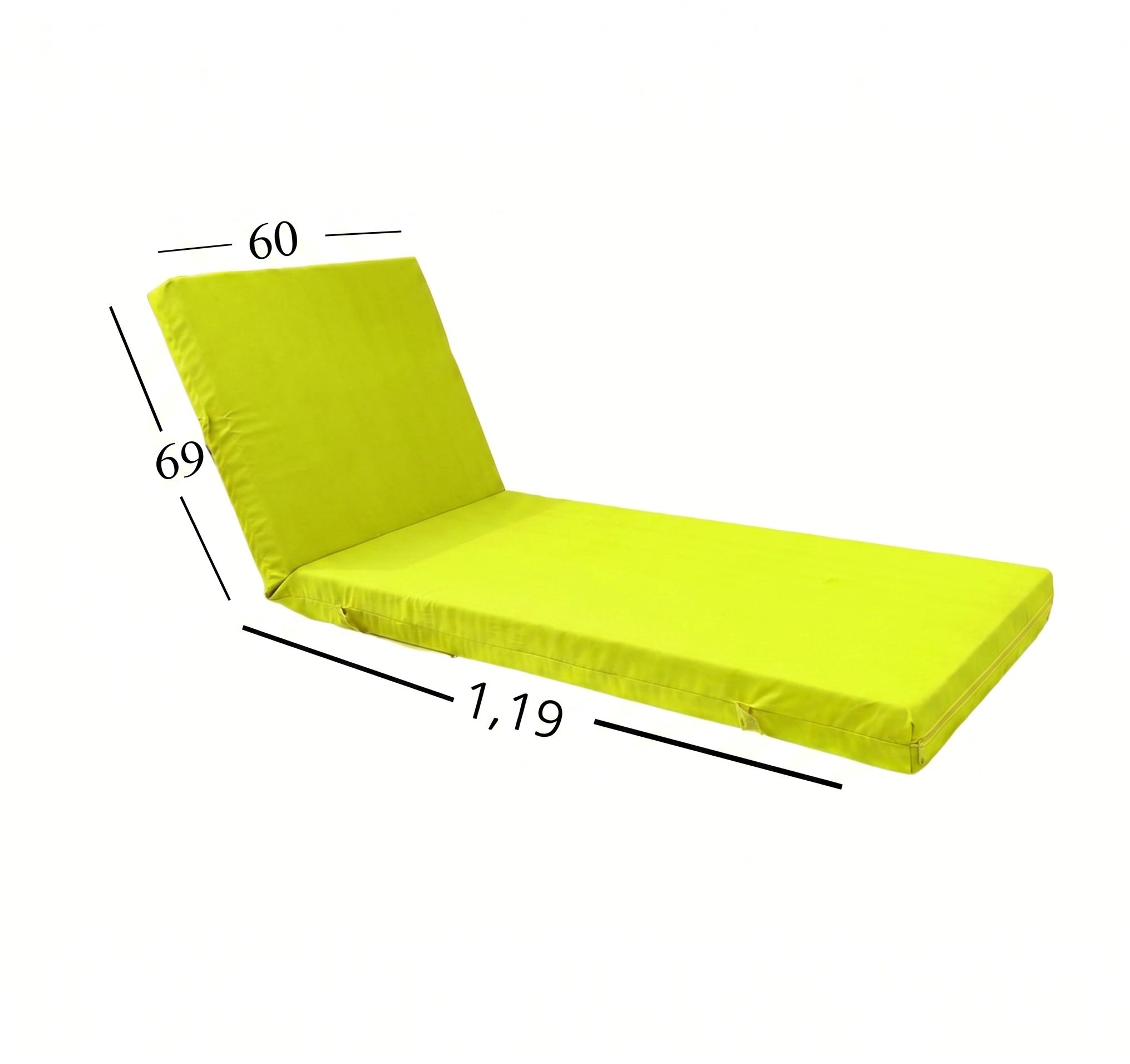 Μαξιλάρι Ξαπλώστρας Με Ύφασμάτινο Μουσαμά Αδιάβροχο 60x188x6 Αφρολέξ 40s Politishome 16 Κίτρινο