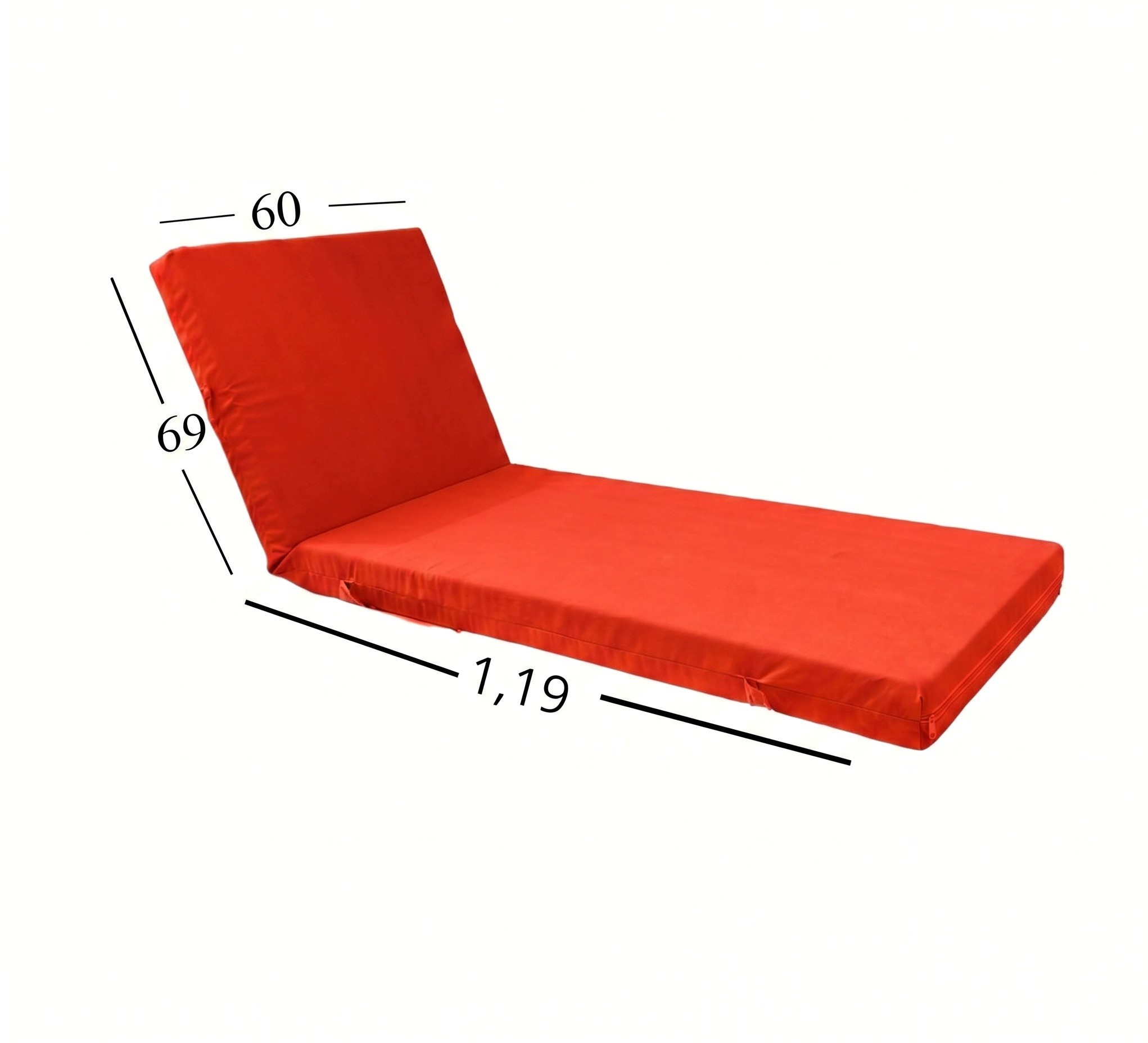 Μαξιλάρι Ξαπλώστρας Με Ύφασμάτινο Μουσαμά Αδιάβροχο 60x188x6 Αφρολέξ 40s Politishome 18 Πορτοκαλί