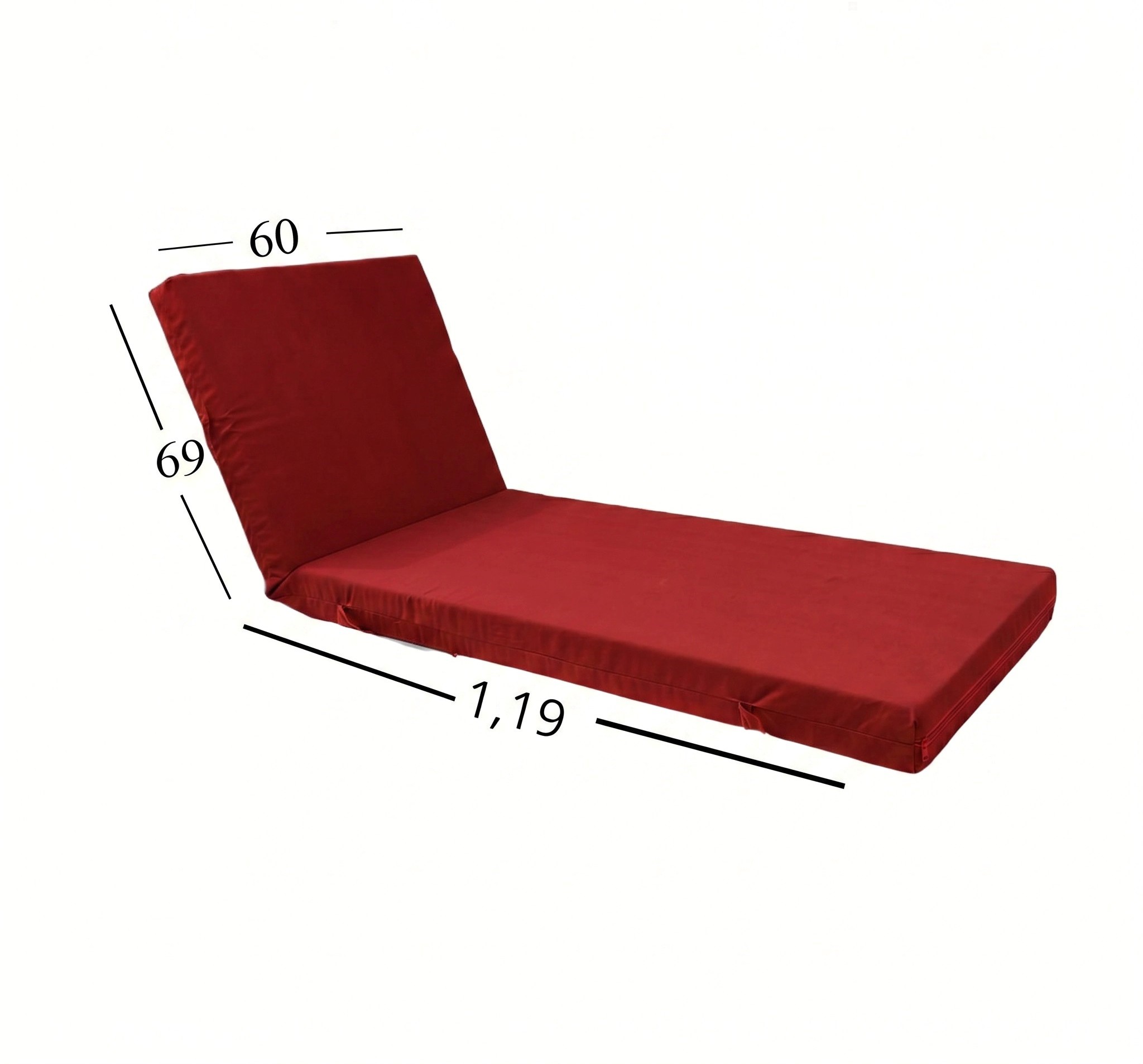 Μαξιλάρι Ξαπλώστρας Με Ύφασμάτινο Μουσαμά Αδιάβροχο 60x188x6 Αφρολέξ 40s Politishome 19 Κόκκινο