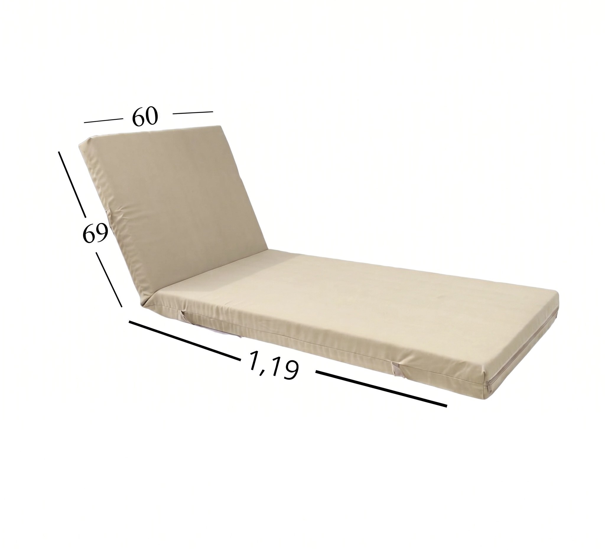 Μαξιλάρι Ξαπλώστρας Με Ύφασμάτινο Μουσαμά Αδιάβροχο 60x188x6 Αφρολέξ 40s Politishome 02 Εκρού