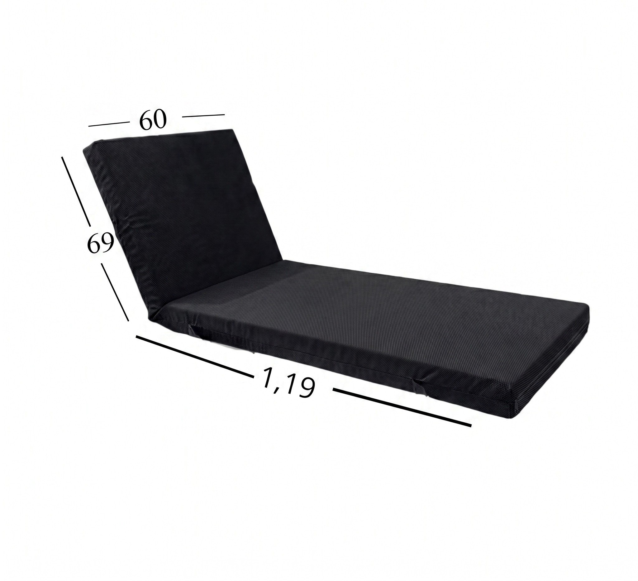 Μαξιλάρι Ξαπλώστρας Με Ύφασμάτινο Μουσαμά Αδιάβροχο 60x188x6 Αφρολέξ 40s Politishome 21 Μαύρο-Μπλέ